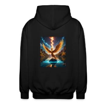Chic - Unisex Hooded Jacket - black - Back - AI Model Male 185 light (185cm)