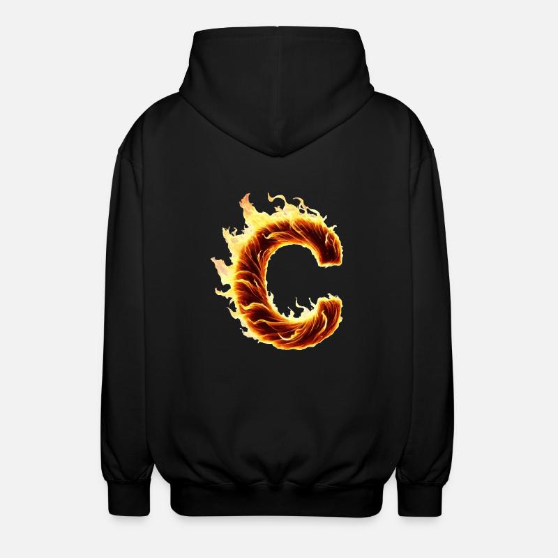 Lettre C Flammes - Veste à capuche unisexe - noir