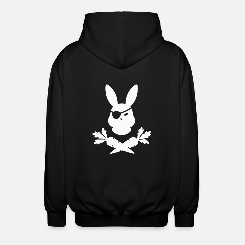 hase pirat - Unisex Kapuzenjacke - Schwarz