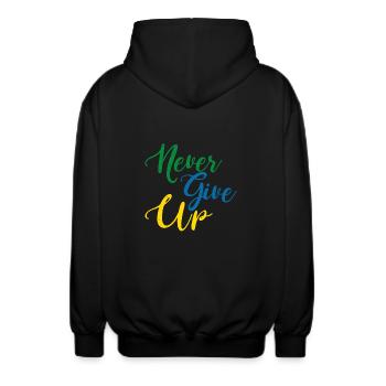 Nie aufgeben - Unisex Kapuzenjacke - Schwarz - Hinten - AI Model Male 185 light (185cm)