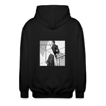 Geometric Elegance - Unisex Kapuzenjacke - Schwarz - Hinten - AI Model Male 185 light (185cm)