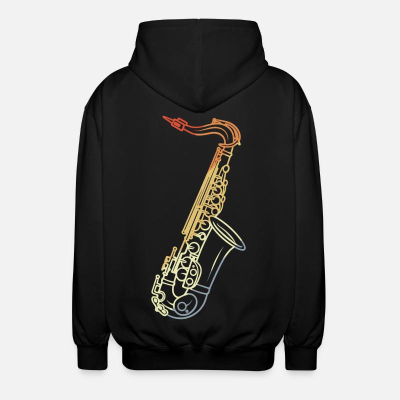 Saxophon Line Art Retro - Unisex Kapuzenjacke - Schwarz