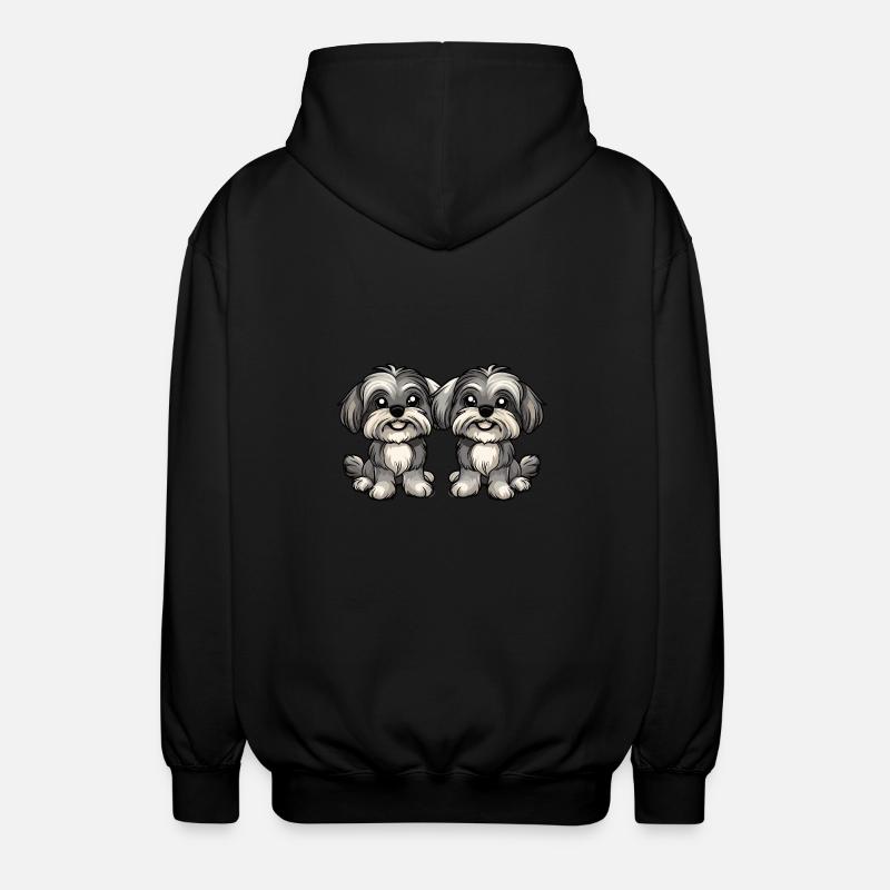 Havanese Dog Comic - Unisex Hooded Jacket - black