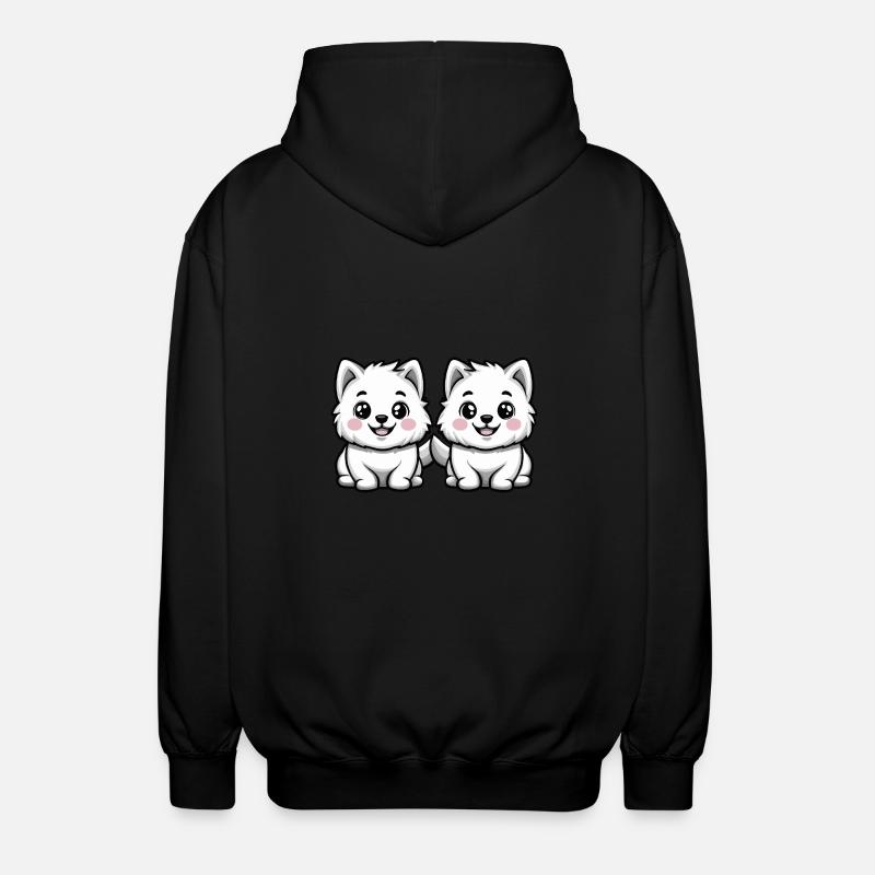 Samoyed Dog Comic - Unisex Hooded Jacket - black