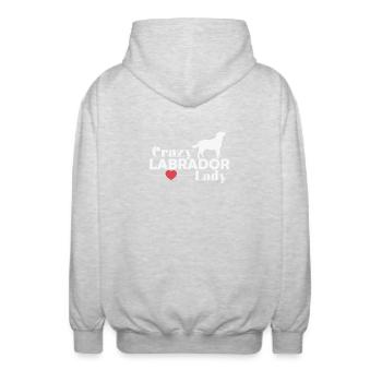 Dame de chiens labrador fou - Veste à capuche unisexe - gris clair chiné - Dos - AI Model Male 185 light (185cm)