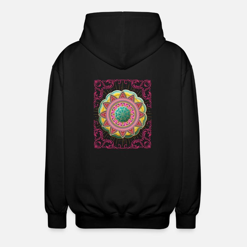 Arabesque, Mandala Design, 3D Mandala - Veste à capuche unisexe - noir