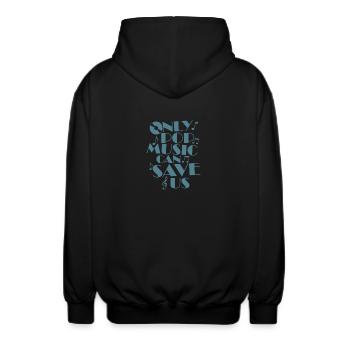 Only Pop Music can Save us Sänger Stars - Unisex Kapuzenjacke - Schwarz - Hinten - AI Model Male 185 light (185cm)
