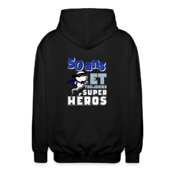Cadeau homme 50 ans super heros - Veste à capuche unisexe - noir - Dos - AI Model Male 185 light (185cm)