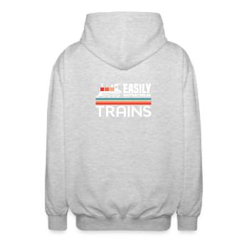 Facilement distrait par les trains Retro-Lok - Veste à capuche unisexe - gris clair chiné - Dos - AI Model Male 185 light (185cm)