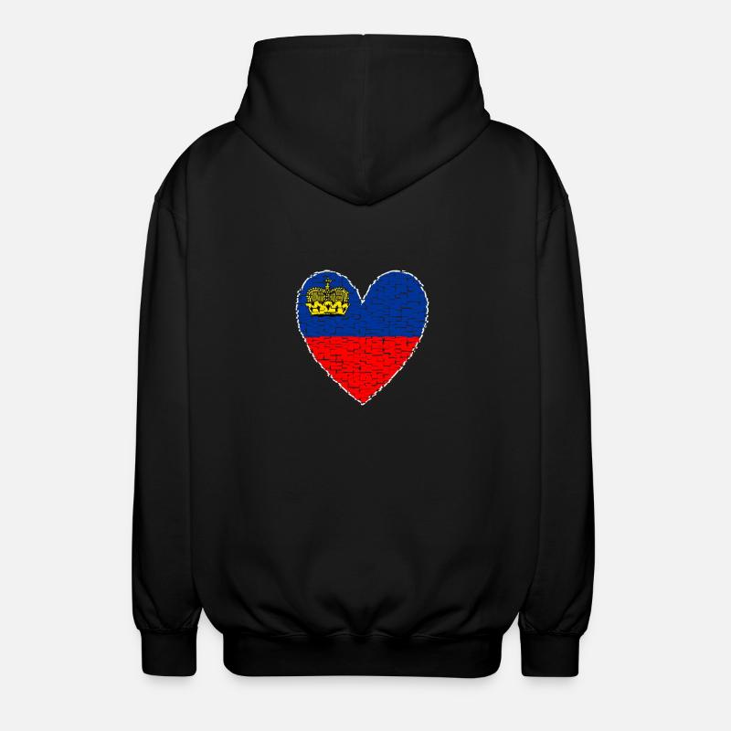Drapeau du Liechtenstein Coeur Vaduz - Veste à capuche unisexe - noir