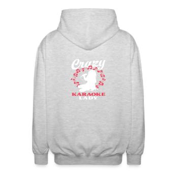 Crazy Karaoke Lady Spaßige Musikliebhaberinnen - Unisex Kapuzenjacke - Hellgrau meliert - Hinten - AI Model Male 185 light (185cm)