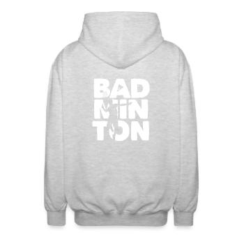 Racquet Shuttlecock Player Badminton - Unisex Hooded Jacket - light heather grey - Back - AI Model Male 185 light (185cm)
