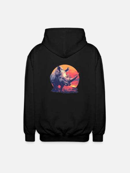 Rhino Rhinos Rhino - Unisex Hooded Jacket - black