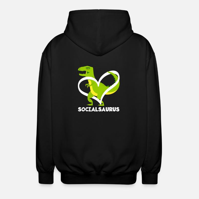 Socialsaurus Dinosaur Heart - Unisex Hooded Jacket - black