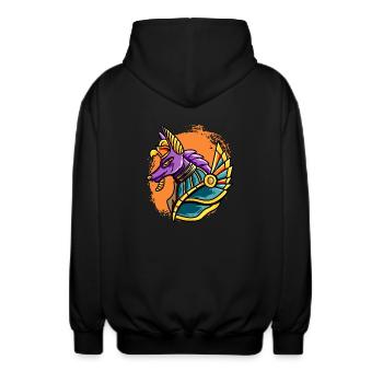 Hieroglyphs King Tut Egyptian Mythology - Unisex Hooded Jacket - black - Back - AI Model Male 185 light (185cm)