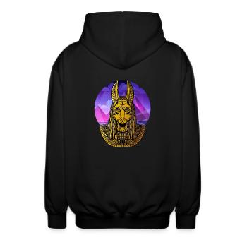 Hieroglyphen Anubis Ägyptische Mythologie - Unisex Kapuzenjacke - Schwarz - Hinten - AI Model Male 185 light (185cm)