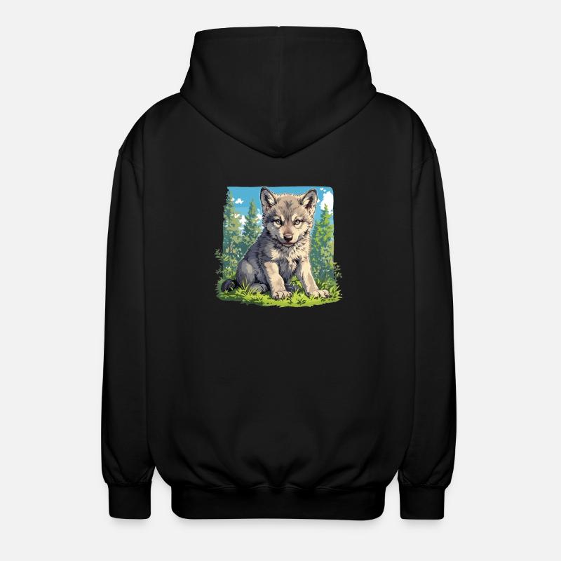 Wölfe Wolf - Unisex Kapuzenjacke - Schwarz
