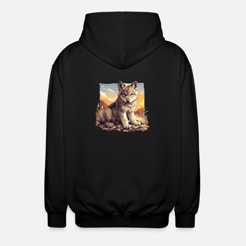 Wölfe Wolf - Unisex Kapuzenjacke - Schwarz