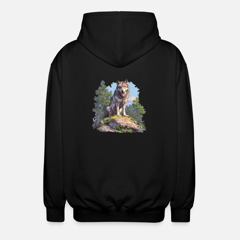 Wolves Wolf - Unisex Hooded Jacket - black