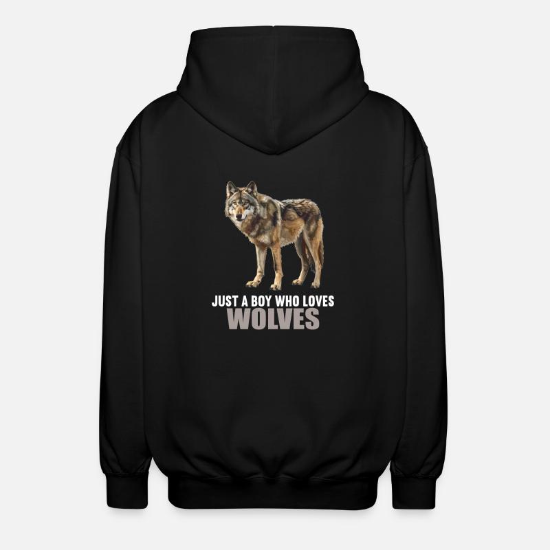 Wolves Wolf - Unisex Hooded Jacket - black