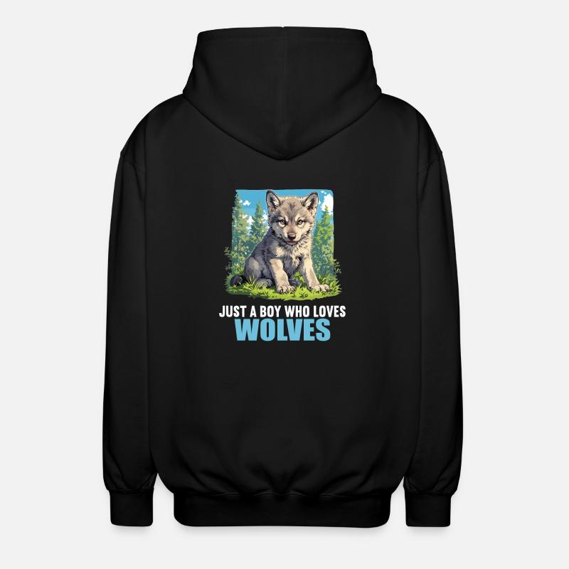 Wölfe Wolf - Unisex Kapuzenjacke - Schwarz