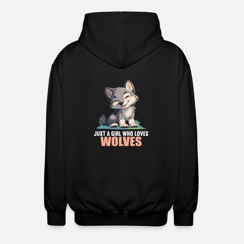 Wolves Wolf - Unisex Hooded Jacket - black
