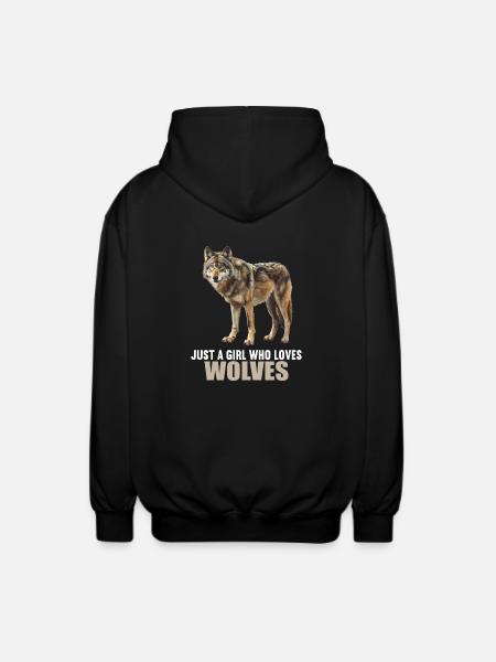 Wolves Wolf - Unisex Hooded Jacket - black