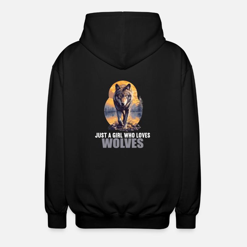 Wölfe Wolf - Unisex Kapuzenjacke - Schwarz