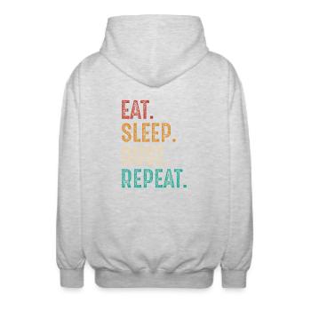 eat sleep rust repeat - Unisex Hooded Jacket - light heather grey - Back - AI Model Male 185 light (185cm)