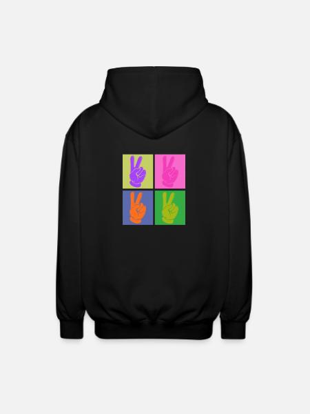 Bunter Friedensgriff Pop Art Design - Unisex Kapuzenjacke - Schwarz