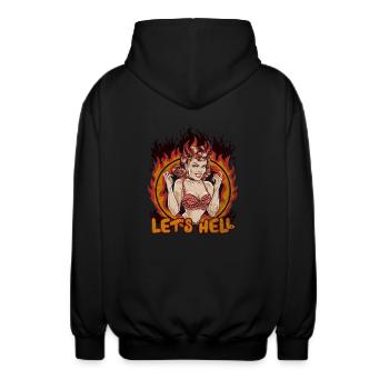 Amerikanisches Pin Up Helle, Halloween - Unisex Kapuzenjacke - Schwarz - Hinten - AI Model Male 185 light (185cm)