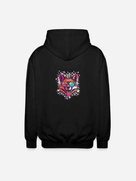 Fox Birthday Funny Party - Unisex Hooded Jacket - black