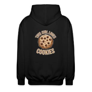Cookies Saying Chocolate Cookies Funny Cookie Gift - Unisex Hooded Jacket - black - Back - AI Model Male 185 light (185cm)