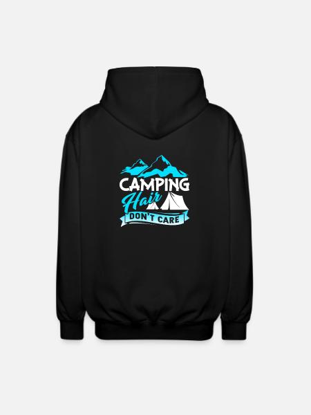 Camping Hair Don't Care - Unisex Hooded Jacket - black