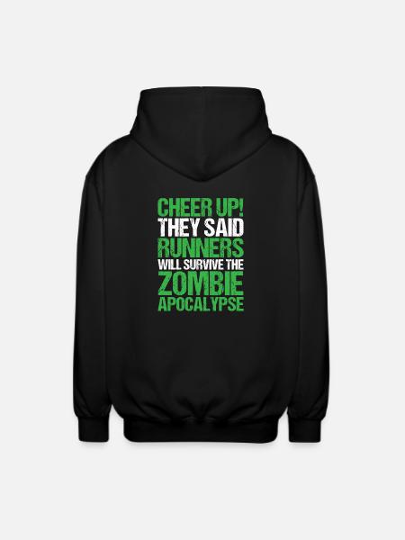 Survive Zombie Apocalypse Running - Unisex Hooded Jacket - black