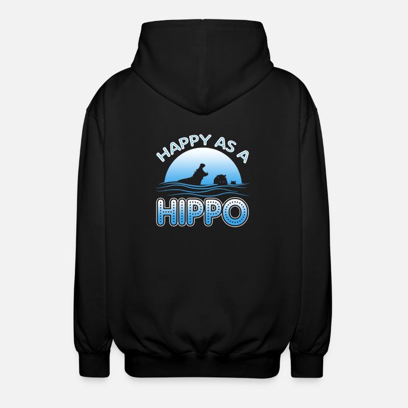 Happy As A Hippo - Unisex Hooded Jacket - black