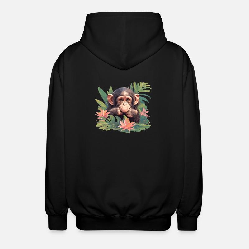Chimpanzee Schimpansen Schimpanse - Unisex Kapuzenjacke - Schwarz