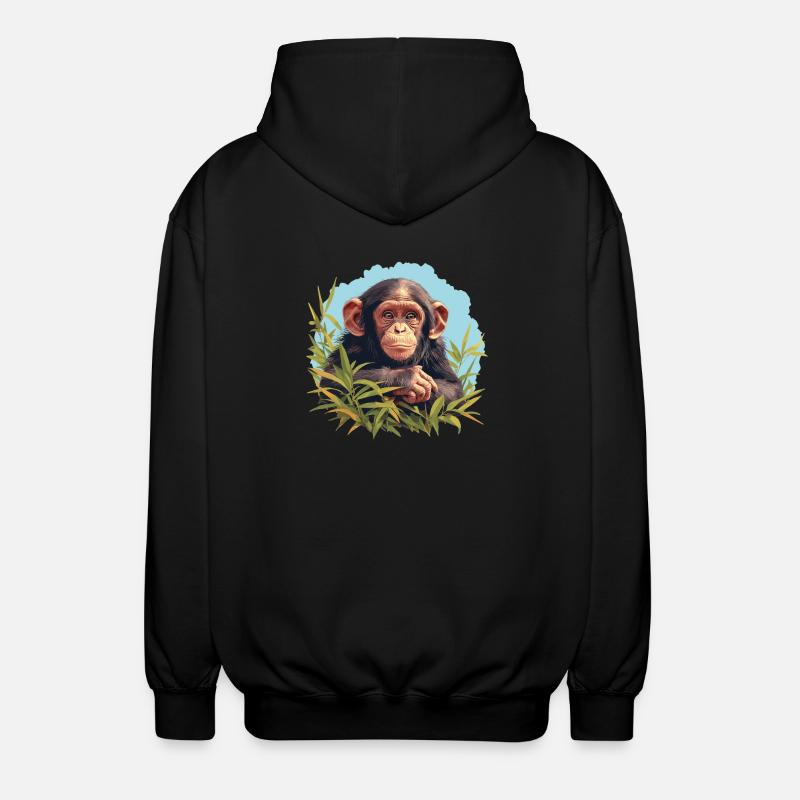 Chimpanzee Schimpansen Schimpanse - Unisex Hooded Jacket - black