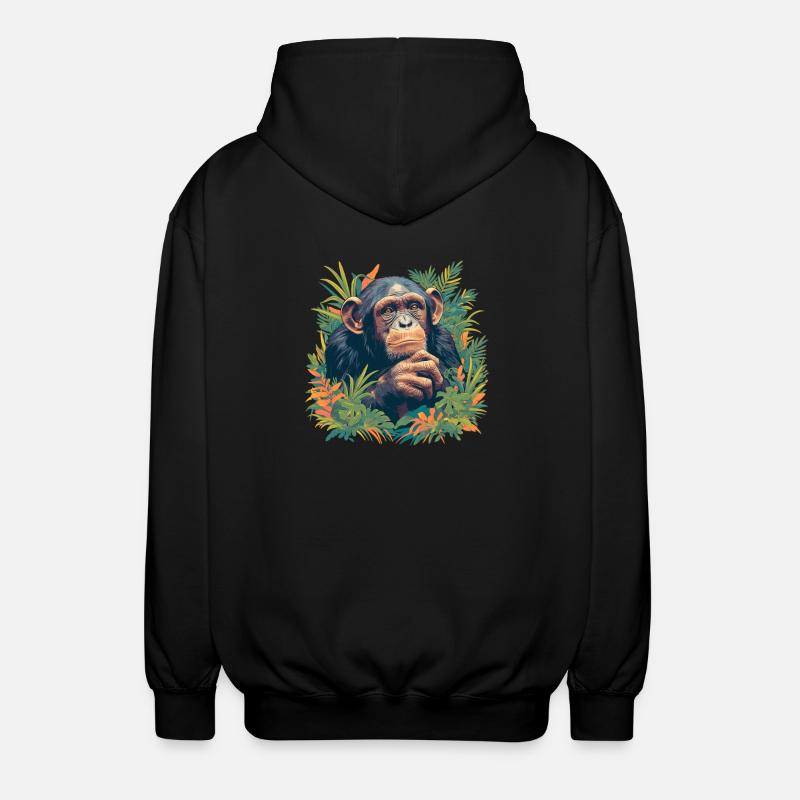 Chimpanzee Schimpansen Schimpanse - Unisex Kapuzenjacke - Schwarz
