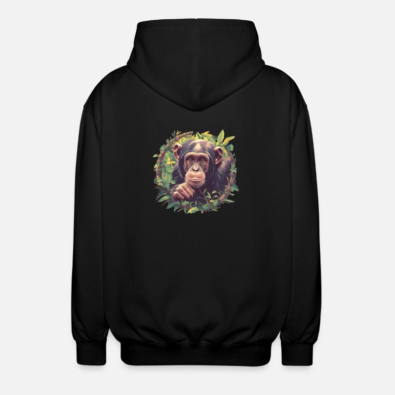 Chimpanzee Schimpansen Schimpanse - Unisex Kapuzenjacke - Schwarz