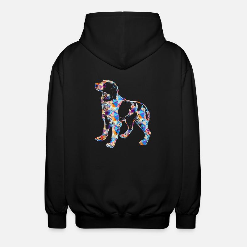 Brittany Spaniel Geometric - Unisex Hooded Jacket - black