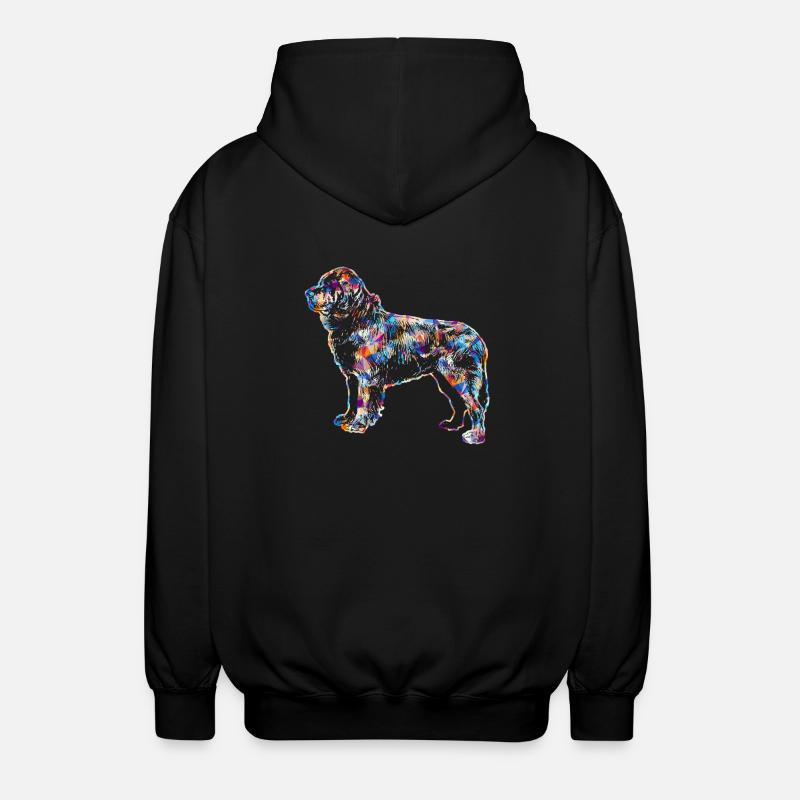 Newfoundland Dog Geometric - Unisex Hooded Jacket - black