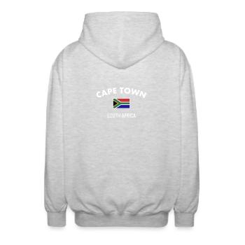 Cape Town Afrique du Sud Drapeau sud-africain - Veste à capuche unisexe - gris clair chiné - Dos - AI Model Male 185 light (185cm)