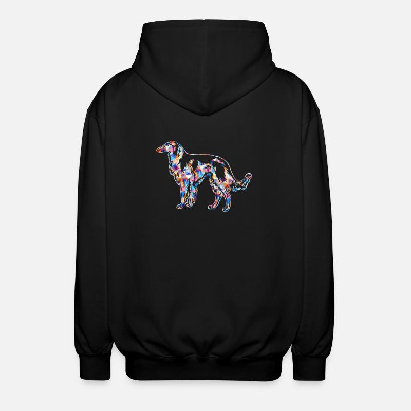 Irish Wolfhound Geometric - Unisex Hooded Jacket - black
