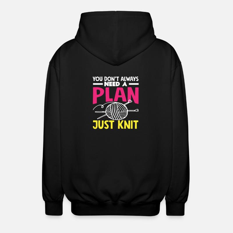 Knitting No Plan Just Knitting - Unisex Hooded Jacket - black
