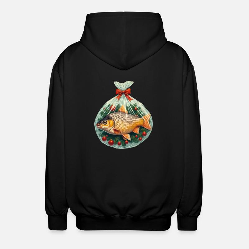 karpfen, weihnachten, angler, weihnachtskarpfen - Unisex Kapuzenjacke - Schwarz