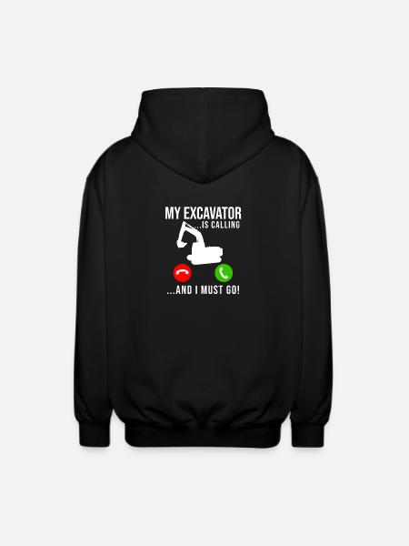 Excavator Construction Worker - Unisex Hooded Jacket - black