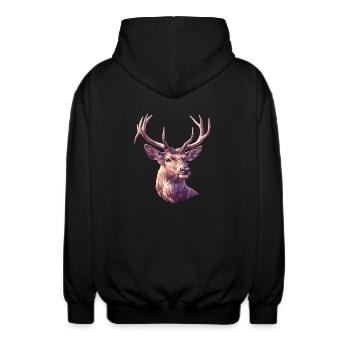Hirsche Hirsch - Unisex Kapuzenjacke - Schwarz - Hinten - AI Model Male 185 light (185cm)