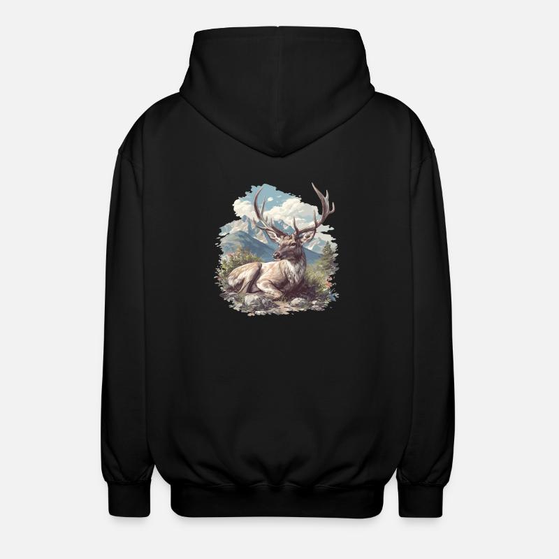 Hirsche Hirsch - Unisex Kapuzenjacke - Schwarz