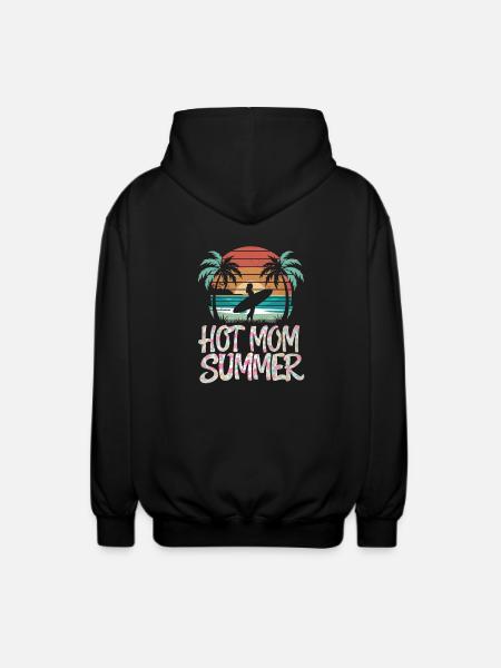 Hot Mom Summer - Surf - Unisex Hooded Jacket - black